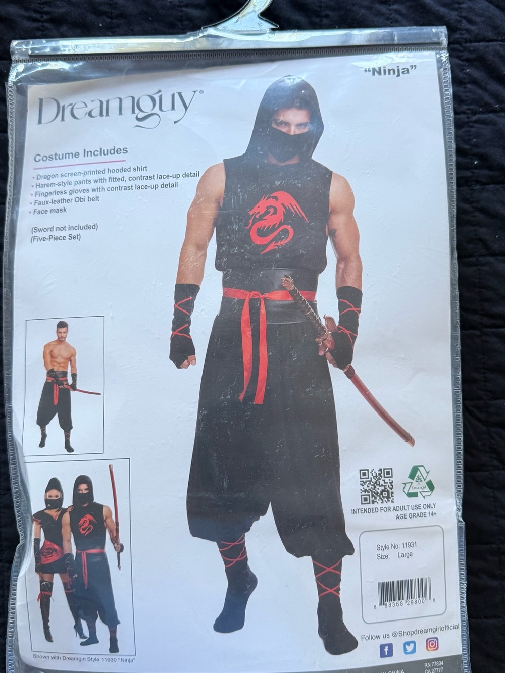 Dreamgirl Men’s Black & Red Ninja Costume